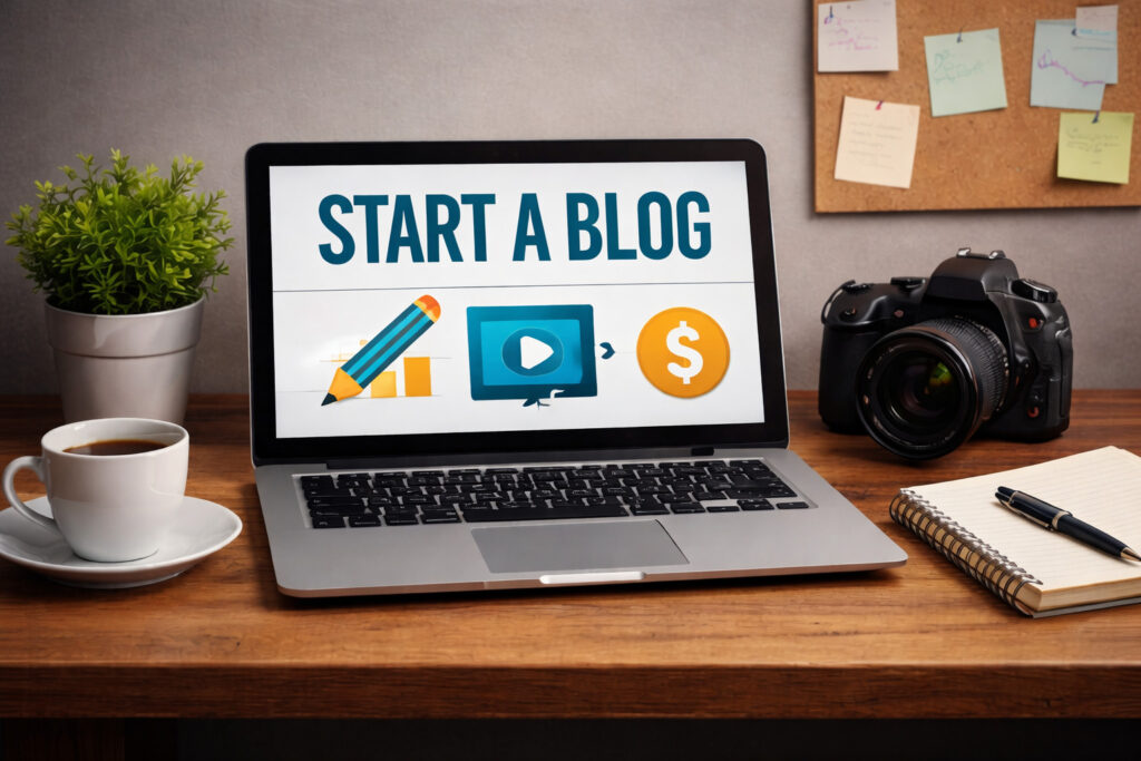 Modern creative blogger's office